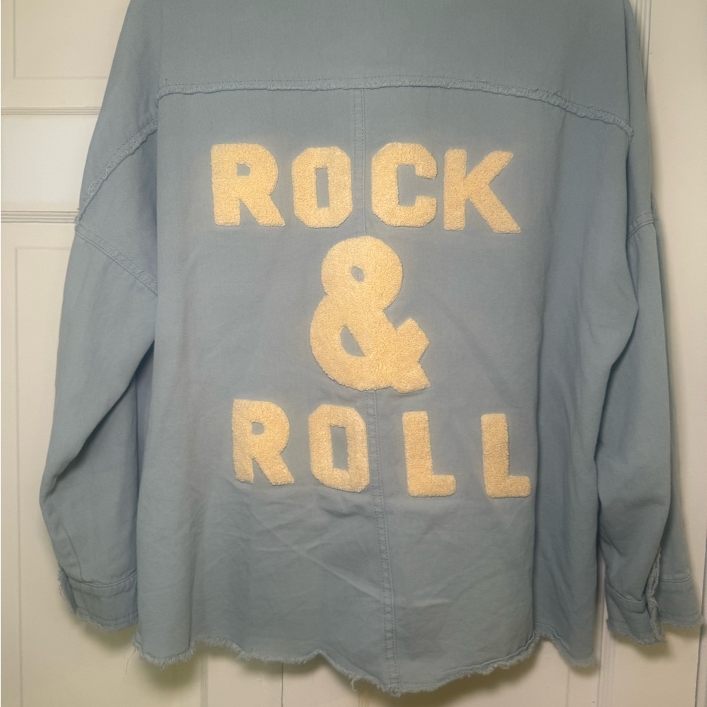 Davi & Dani Rock & Roll Snap Button Down Denim St… - image 1